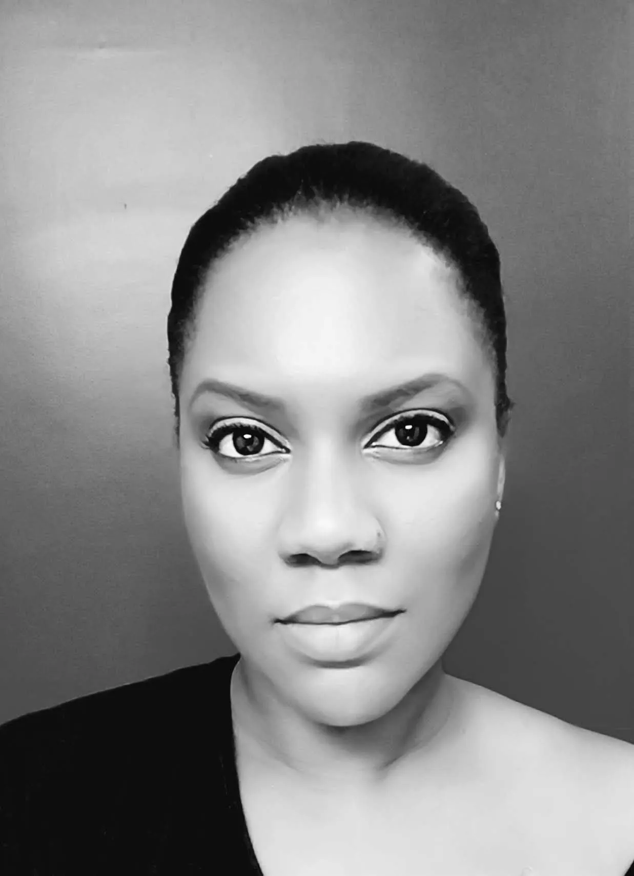 Black and white portrait of Natalia Brown